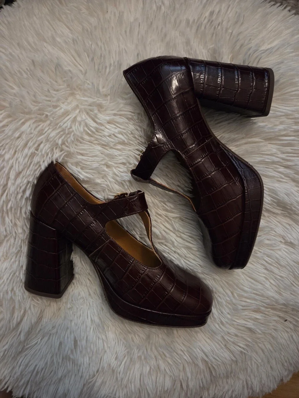 Sezane Monique Babies High Heel in Choco Croco size 39
